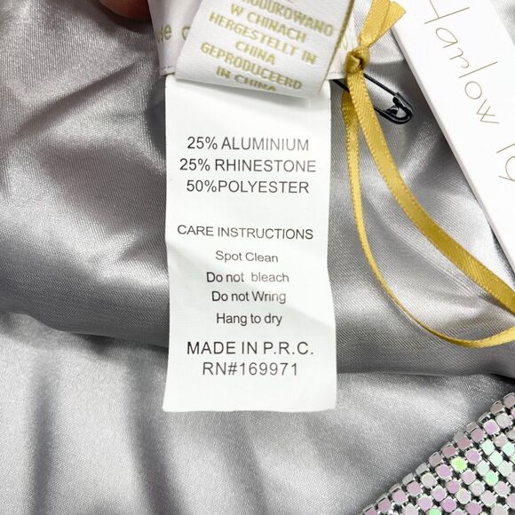 House of Harlow 1960 Rhinestone Mini Dress Womens Medium Disco Iridescent Club - Picture 8 of 9